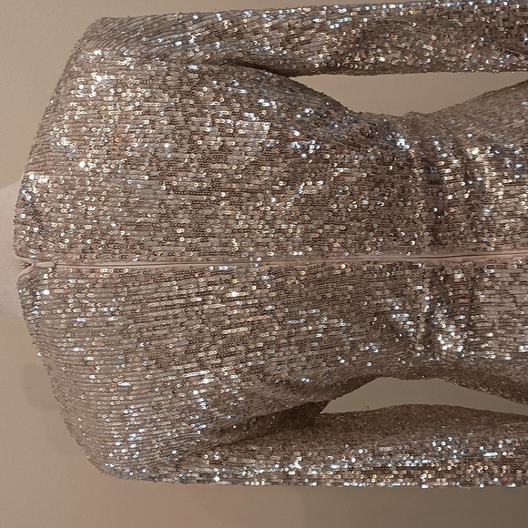 💥 Closet Closing Sale 💥 Calvin Klein Champagne Sparkle Dress Long Sleeve - Picture 7 of 8